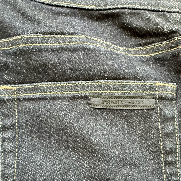 PRADA Dark Wash Mid High Rise Straight Leg Jeans Women Luxury Designer Denim 33 - Picture 17 of 17